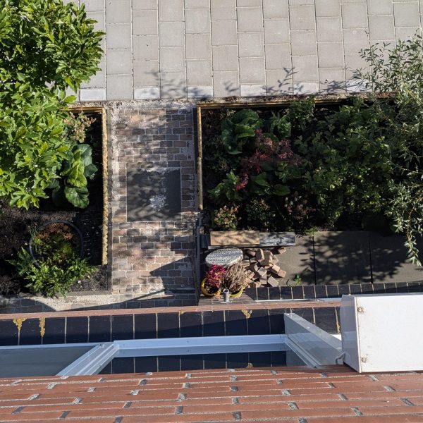 Bovenaanzicht groene voortuin van Koen